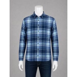 Grayers Shirt Men's XL Blue Plaid Flannel Button Down Double Cloth Long Sleeve